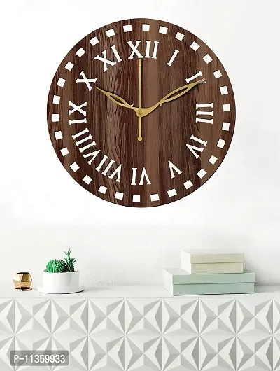 FRAVY 10 Inch MDF Wood Wall Clock for Home and Office (25Cm x 25Cm, Small Size, 011-Wenge)-thumb0