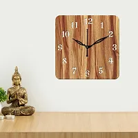 Freny Exim 12"" Inch Wooden MDF English Numeral Square Wall Clock Without Glass (Beige, 30cm x 30cm) - 22-thumb1