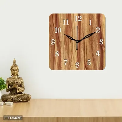 Freny Exim 12"" Inch Wooden MDF English Numeral Square Wall Clock Without Glass (Beige, 30cm x 30cm) - 22-thumb2