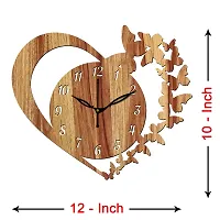 Freny Exim 12"" Inch Wooden MDF English Numeral Butterfly in Heart Wall Clock Without Glass (Beige, 30cm x 30cm) - 10-thumb3