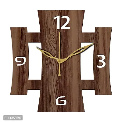 Freny Exim 12"" Inch Wooden MDF English Numeral Square Wall Clock Without Glass (Brown, 30cm x 30cm) - 15