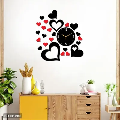 Freny Exim Black Red MDF Wooden Wall Clock for Home Office (50cm x 54cm)-101-thumb3