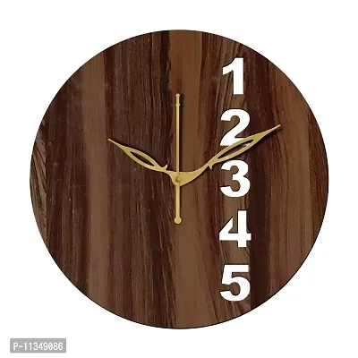 Freny Exim 12"" Inch Wooden MDF English Numeral Round Wall Clock Without Glass (Brown, 30cm x 30cm) - 23