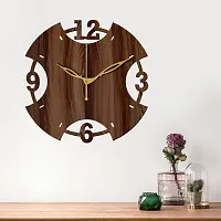 Freny Exim 12"" Inch Wooden MDF English Numeral Round Wall Clock Without Glass (Brown, 30cm x 30cm) - 3-thumb2