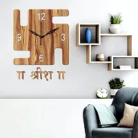 FRAVY 10 Inch MDF Wood Wall Clock for Home and Office (25Cm x 25Cm, Small Size, 053-Beige)-thumb1