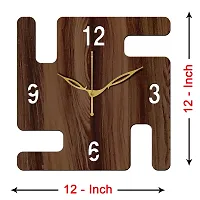 Freny Exim 12 Inch Wooden MDF English Numeral Swastik Square Wall Clock Without Glass (Brown, 30cm x 30cm) - 51-thumb3