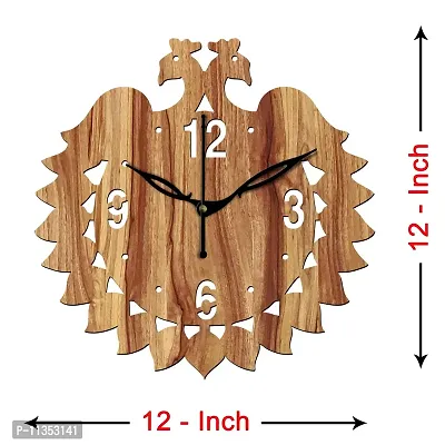 Freny Exim 12"" Inch Wooden MDF English Numeral Peacock Round Wall Clock Without Glass (Beige, 30cm x 30cm) - 47-thumb4