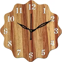 FRAVY 10 Inch MDF Wood Wall Clock for Home and Office (25Cm x 25Cm, Small Size, 018-Beige)-thumb1