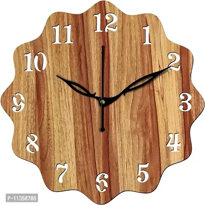 FRAVY 10 Inch MDF Wood Wall Clock for Home and Office (25Cm x 25Cm, Small Size, 018-Beige)-thumb2