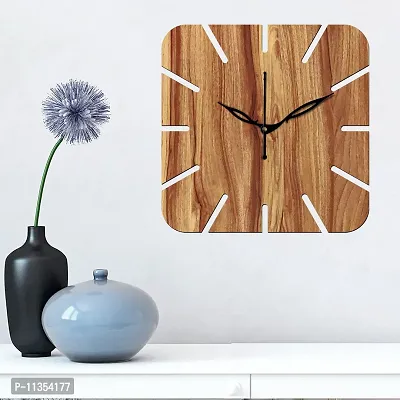 Freny Exim 12"" Inch Wooden MDF Cut Mark Square Wall Clock Without Glass (Beige, 30cm x 30cm) - 19-thumb3