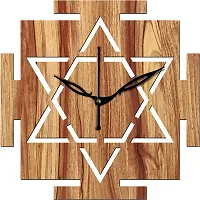 FRAVY 10 Inch MDF Wood Wall Clock for Home and Office (25Cm x 25Cm, Small Size, 033-Beige)-thumb1