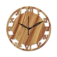 FRAVY 12"" Inch Prelam MDF Wood Roman Numeral Round Without Glass Wall Clock (Beige, 30cm x 30cm) - 6-thumb1