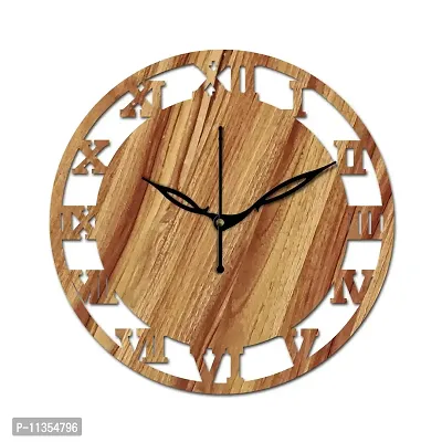 FRAVY 12"" Inch Prelam MDF Wood Roman Numeral Round Without Glass Wall Clock (Beige, 30cm x 30cm) - 6-thumb2