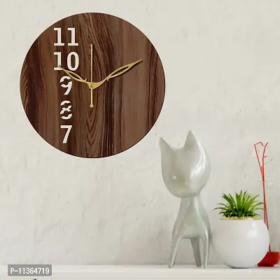 FRAVY 12"" Inch Prelam MDF Wood English Numeral Round Without Glass Wall Clock (Brown, 30cm x 30cm) - 25