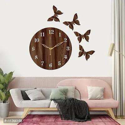 FRAVY 10 Inch MDF Wood Wall Clock for Home and Office (25Cm x 25Cm, Small Size, 001-Wenge)