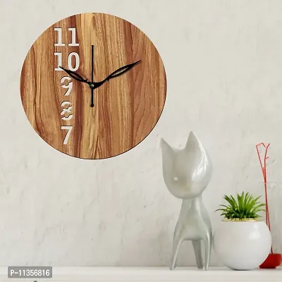 FRAVY 12"" Inch Prelam MDF Wood English Numeral Round Without Glass Wall Clock (Beige, 30cm x 30cm) - 25