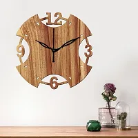 FRAVY 12"" Inch Prelam MDF Wood English Numeral Round Without Glass Wall Clock (Beige, 30cm x 30cm) - 3-thumb2