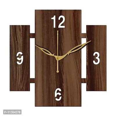 FRAVY 10 Inch MDF Wood Wall Clock for Home and Office (25Cm x 25Cm, Small Size, 014-Wenge)-thumb2