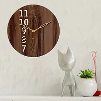 Freny Exim 12"" Inch Wooden MDF English Numeral Round Wall Clock Without Glass (Brown, 30cm x 30cm) - 25-thumb1