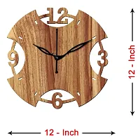 FRAVY 12"" Inch Prelam MDF Wood English Numeral Round Without Glass Wall Clock (Beige, 30cm x 30cm) - 3-thumb3