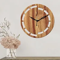 Freny Exim 12"" Inch Wooden MDF Cut Mark Round Wall Clock Without Glass (Beige, 30cm x 30cm) - 16-thumb1