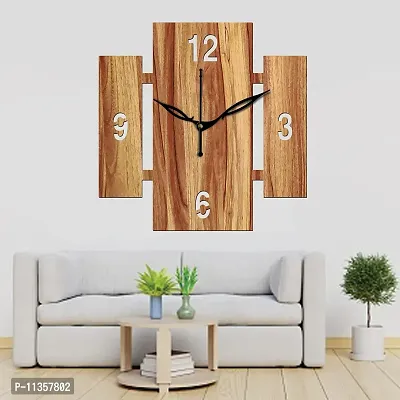 FRAVY 10 Inch MDF Wood Wall Clock for Home and Office (25Cm x 25Cm, Small Size, 014-Beige)-thumb4