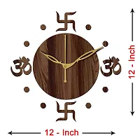 Freny Exim 12"" Inch Wooden MDF Om with Swastik Round Wall Clock Without Glass (Brown, 30cm x 30cm) - 54-thumb3