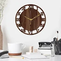 FRAVY 12"" Inch Prelam MDF Wood Roman Numeral Round Without Glass Wall Clock (Brown, 30cm x 30cm) - 6-thumb2