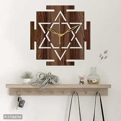 Freny Exim 12"" Inch Wooden MDF Vastu Square Wall Clock Without Glass (Brown, 30cm x 30cm) - 33-thumb2