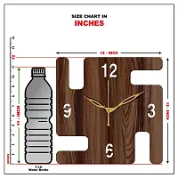 Freny Exim 12"" Inch Wooden MDF English Numeral Swastik Square Wall Clock Without Glass (Brown, 30cm x 30cm) - 53-thumb4