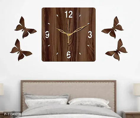 FRAVY 10 Inch MDF Wood Wall Clock for Home and Office (25Cm x 25Cm, Small Size, 007-Wenge)