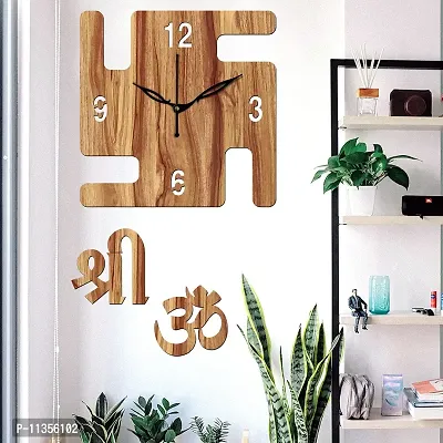 FRAVY 10 Inch MDF Wood Wall Clock for Home and Office (25Cm x 25Cm, Small Size, 051-Beige)-thumb3