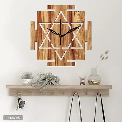 FRAVY 12"" Inch Prelam MDF Wood Vastu Square Without Glass Wall Clock (Beige, 30cm x 30cm) - 33