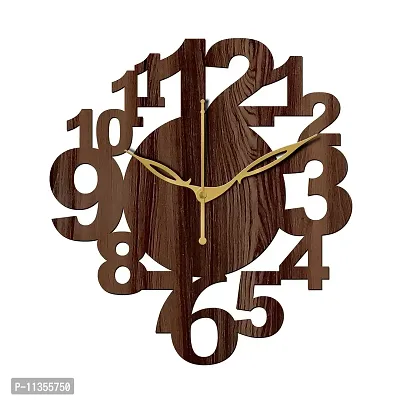 FRAVY 10 Inch MDF Wood Wall Clock for Home and Office (25Cm x 25Cm, Small Size, 017-Wenge)-thumb3