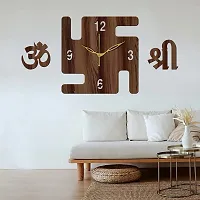 Freny Exim 12 Inch Wooden MDF English Numeral Swastik Square Wall Clock Without Glass (Brown, 30cm x 30cm) - 51-thumb2