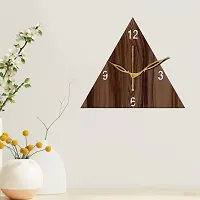 Freny Exim 12"" Inch Wooden MDF English Numeral Triangle Wall Clock Without Glass (Brown, 30cm x 30cm) - 30-thumb1