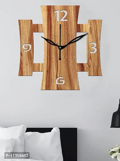 FRAVY 10 Inch MDF Wood Wall Clock for Home and Office (25Cm x 25Cm, Small Size, 015-Beige)-thumb5