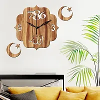 Freny Exim 12"" Inch Wooden MDF Allah with 786 Unique Wall Clock Without Glass (Beige, 30cm x 30cm) - 42-thumb2