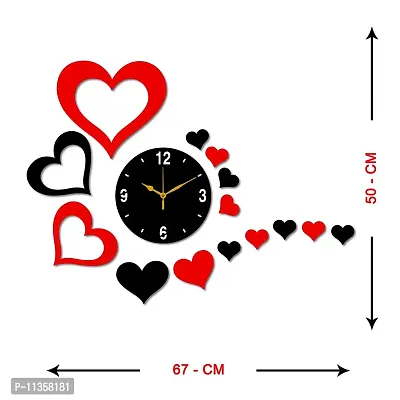 Freny Exim Black Red MDF Wooden Wall Clock for Home Office (50cm x 67cm)-103-thumb5