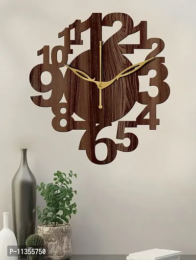 FRAVY 10 Inch MDF Wood Wall Clock for Home and Office (25Cm x 25Cm, Small Size, 017-Wenge)-thumb2