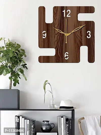 FRAVY 10 Inch MDF Wood Wall Clock for Home and Office (25Cm x 25Cm, Small Size, 032-Wenge)-thumb0