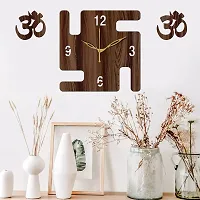 Freny Exim 12"" Inch Wooden MDF English Numeral Swastik Square Wall Clock Without Glass (Brown, 30cm x 30cm) - 50-thumb1