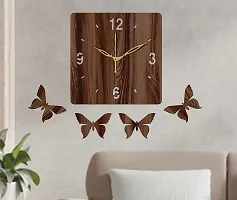 FRAVY 10 Inch MDF Wood Wall Clock for Home and Office (25Cm x 25Cm, Small Size, 007-Wenge)-thumb2