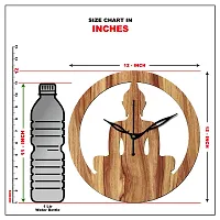 Freny Exim 12"" Inch Wooden MDF Lord Buddha Round Wall Clock Without Glass (Beige, 30cm x 30cm) - 39-thumb4