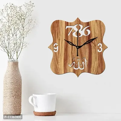 Freny Exim 12"" Inch Wooden MDF Allah with 786 Square Wall Clock Without Glass (Beige, 30cm x 30cm) - 41-thumb3