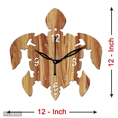 FRAVY 12"" Inch Prelam MDF Wood English Numeral Tortoise Without Glass Wall Clock (Beige, 30cm x 30cm) - 29-thumb4