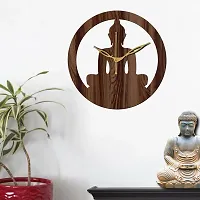 Freny Exim 12"" Inch Wooden MDF Lord Buddha Round Wall Clock Without Glass (Brown, 30cm x 30cm) - 39-thumb1