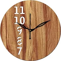 FRAVY 10 Inch MDF Wood Wall Clock for Home and Office (25Cm x 25Cm, Small Size, 025-Beige)-thumb1