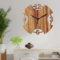 FRAVY 10 Inch MDF Wood Wall Clock for Home and Office (25Cm x 25Cm, Small Size, 003-Beige)-thumb1