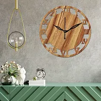 FRAVY 10 Inch MDF Wood Wall Clock for Home and Office (25Cm x 25Cm, Small Size, 006-Beige)-thumb1